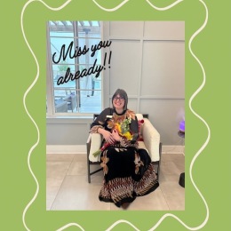 a woman sitting in a chair