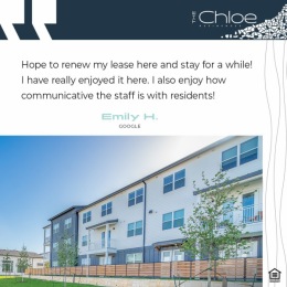 We love having you here, Emily. Thank you for the amazing feedback.
.
.
The Chloe is where you can thrive too — get started at the link in our bio. Instagram post from @thechloeresidences on March 24, 2024 12:15:05pm